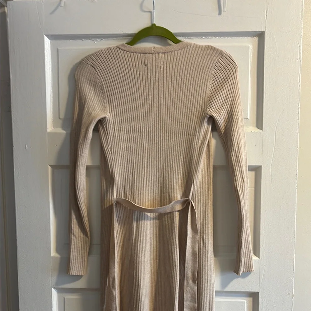 Beige Longline Ribbed Cardigan - Picture 3 of 3